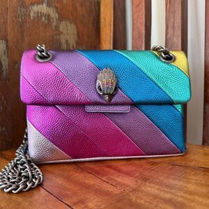 Kurt Geiger Mini Kensington Rainbow Metallic Leather Crossbody Bag Chain Purse